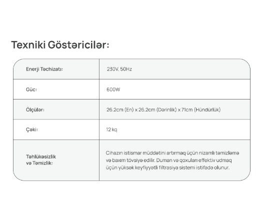 VAC 01 Tüstü Evakuatoru